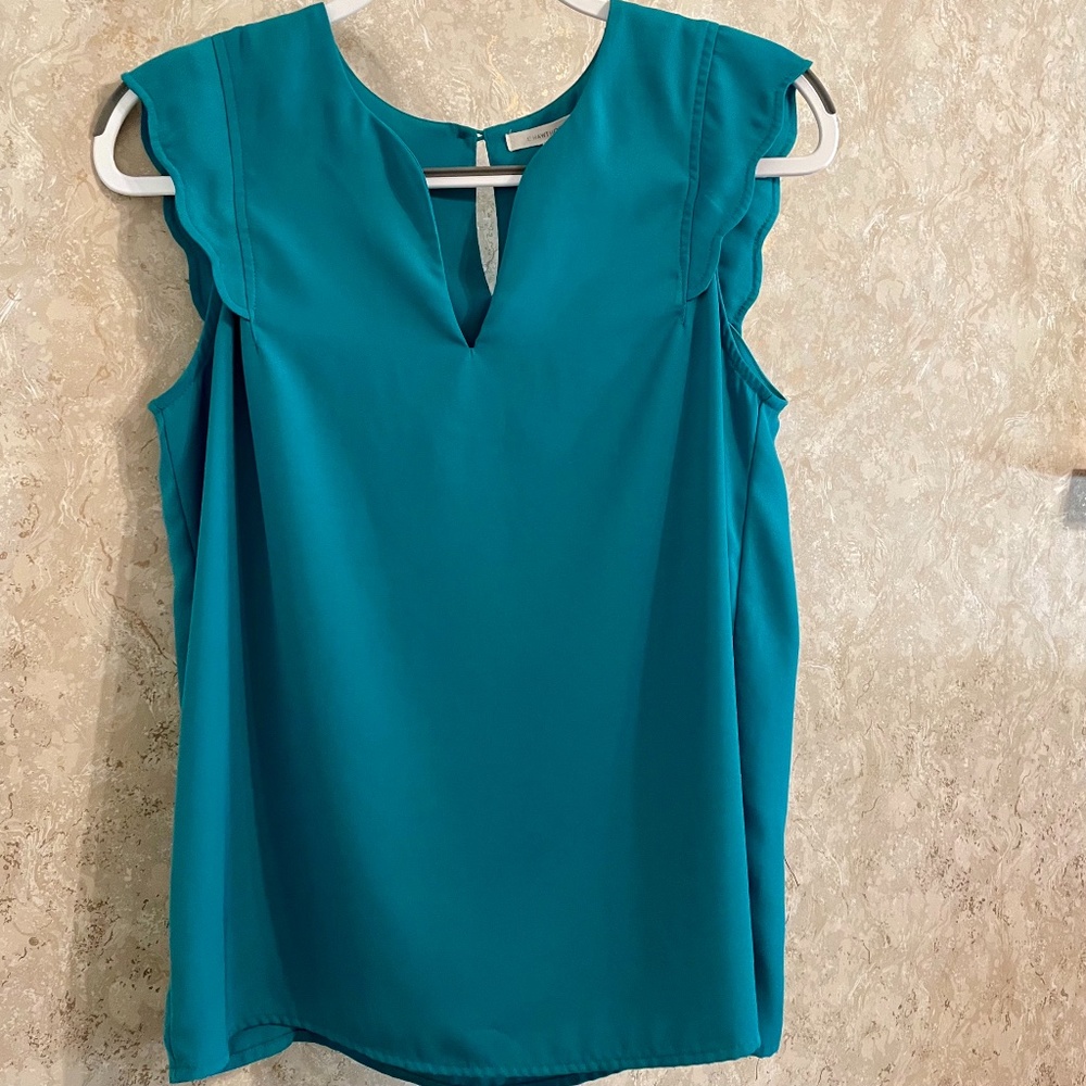 41 Hawthorn teal scalloped sleeved blouse - medium